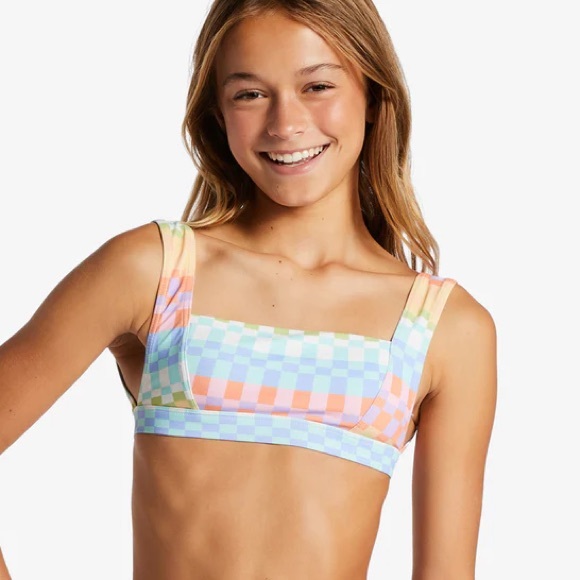 Billabong 12 girls Paradise Pastel check print bikini top